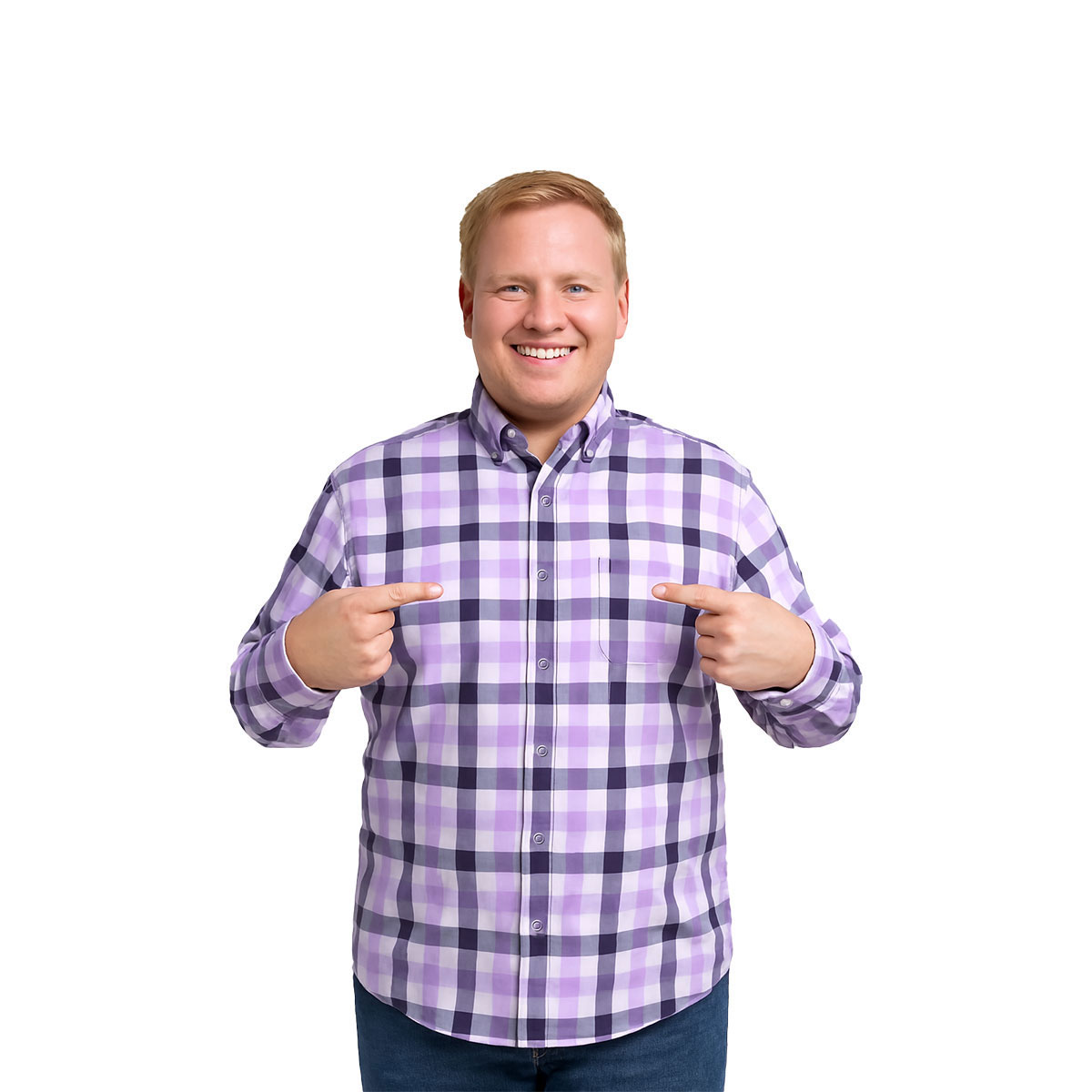 Camisa Big Kong Lila Cuadros Morado Hombre Grande Formal