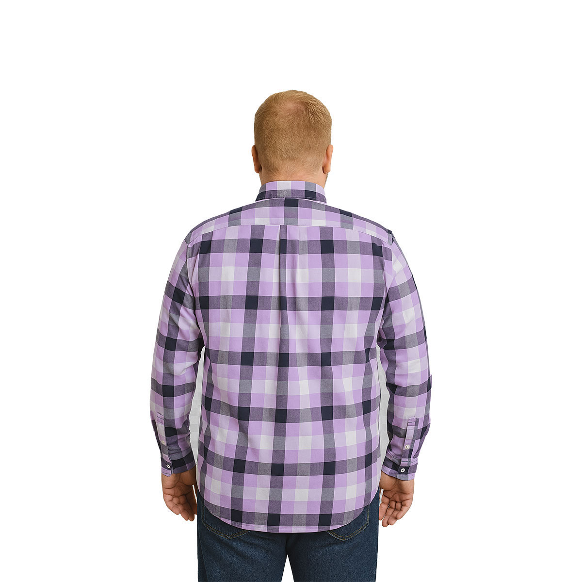 Foto 3 pulgar | Camisa Big Kong Lila Cuadros Morado Hombre Grande Formal