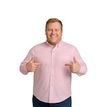 Camisa Big Kong Rosa Lisa Hombre Grande Formal Manga Larga