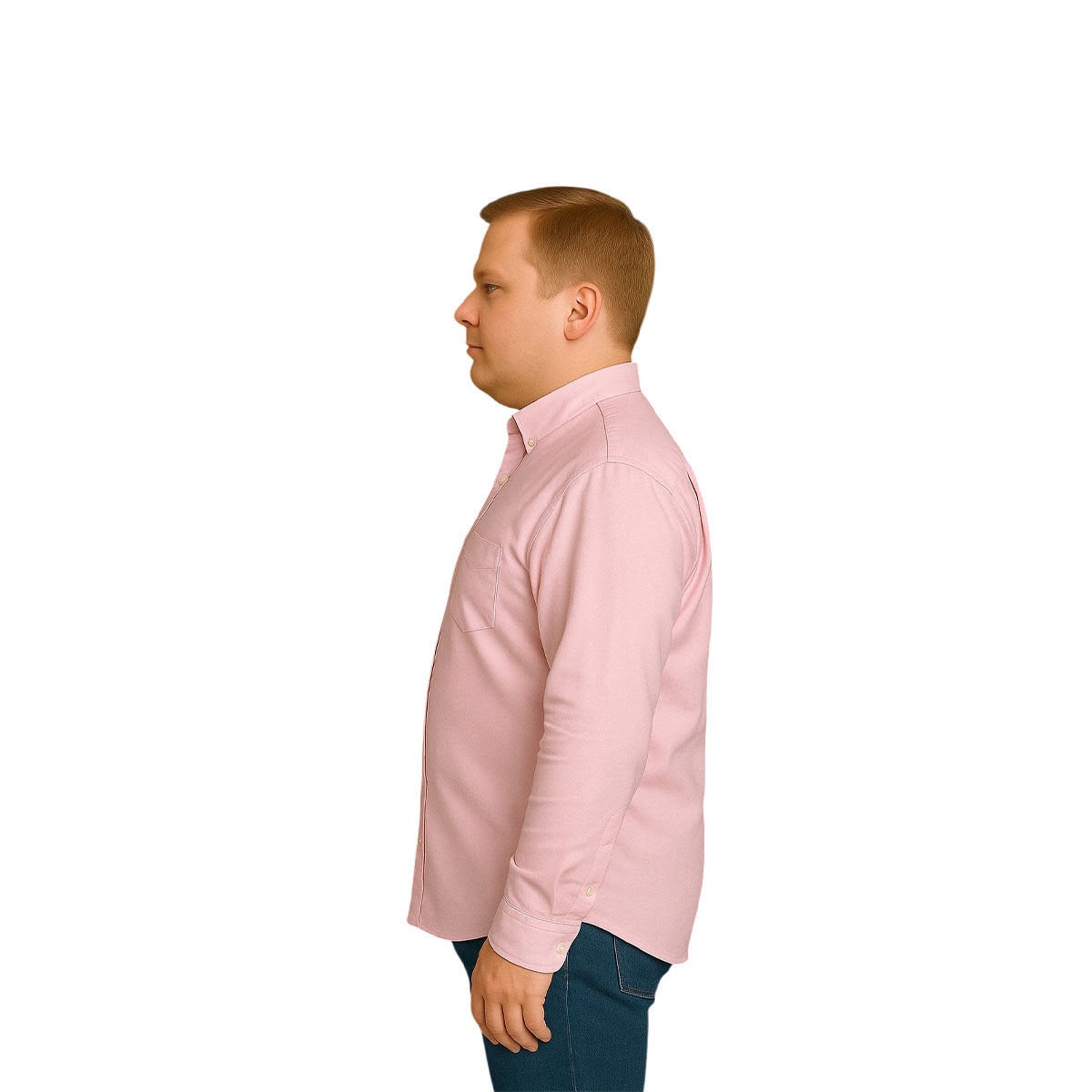 Foto 4 pulgar | Camisa Big Kong Rosa Lisa Hombre Grande Formal Manga Larga