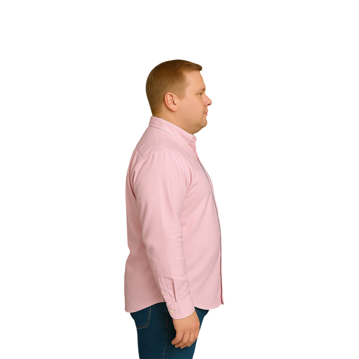 Foto 5 pulgar | Camisa Big Kong Rosa Lisa Hombre Grande Formal Manga Larga