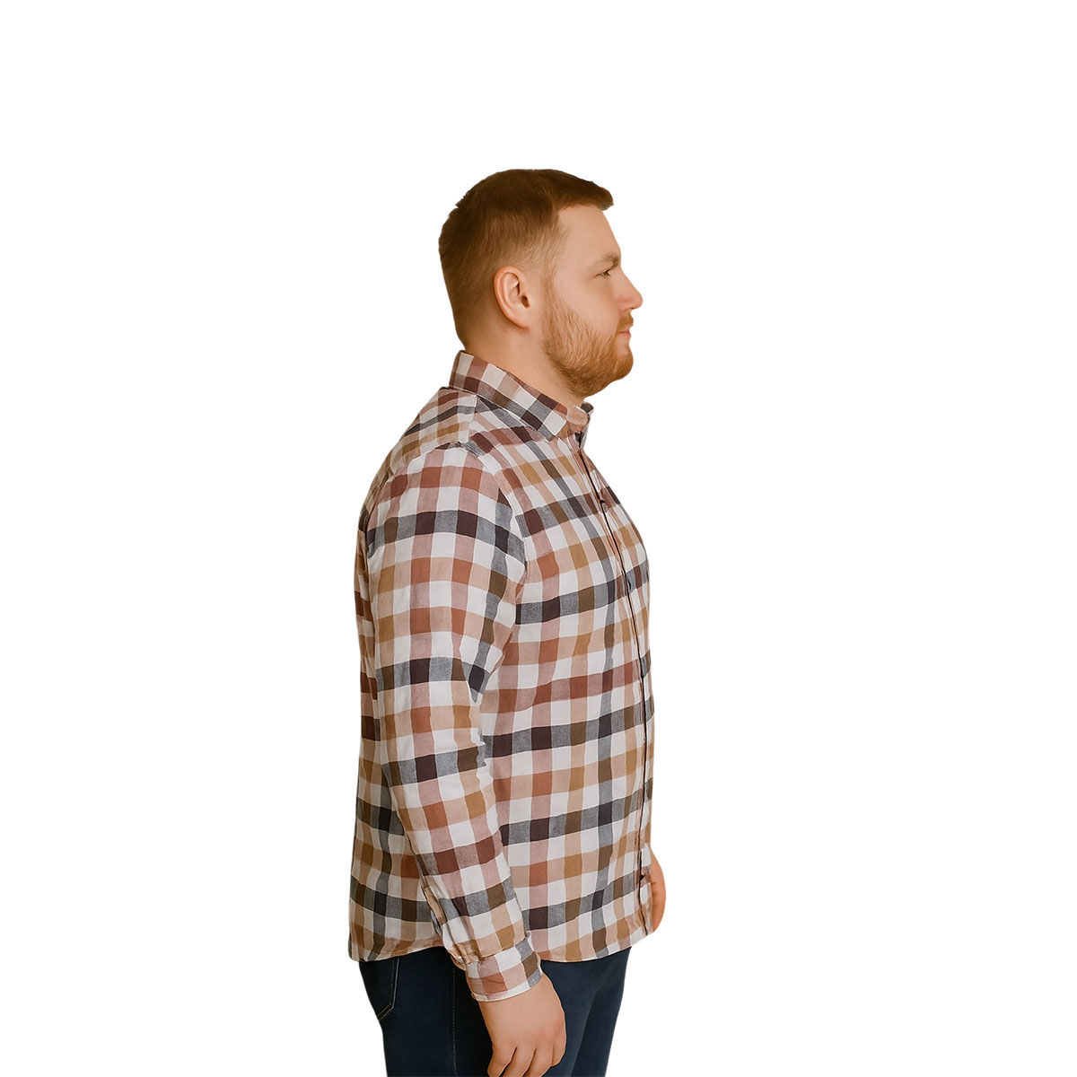 Foto 4 | Camisa Big Kong Cuadros Rosa Café Hombre Grande Manga Larga