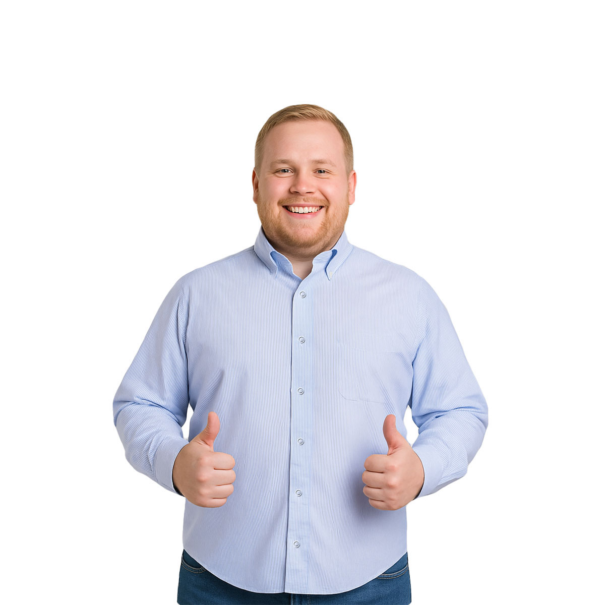 Camisa Hombre Big Kong Usa Blanca Mil Rayas Azul Manga Larga