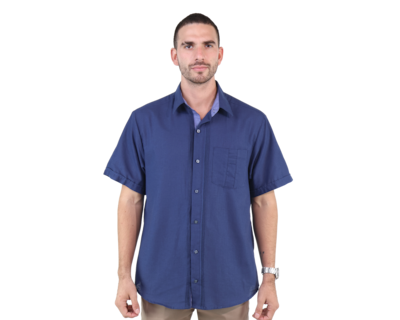 Foto 1 | Guayabera Manga Corta Azul Plúmbago Con Alforzas Corte Clasico Para Caballero