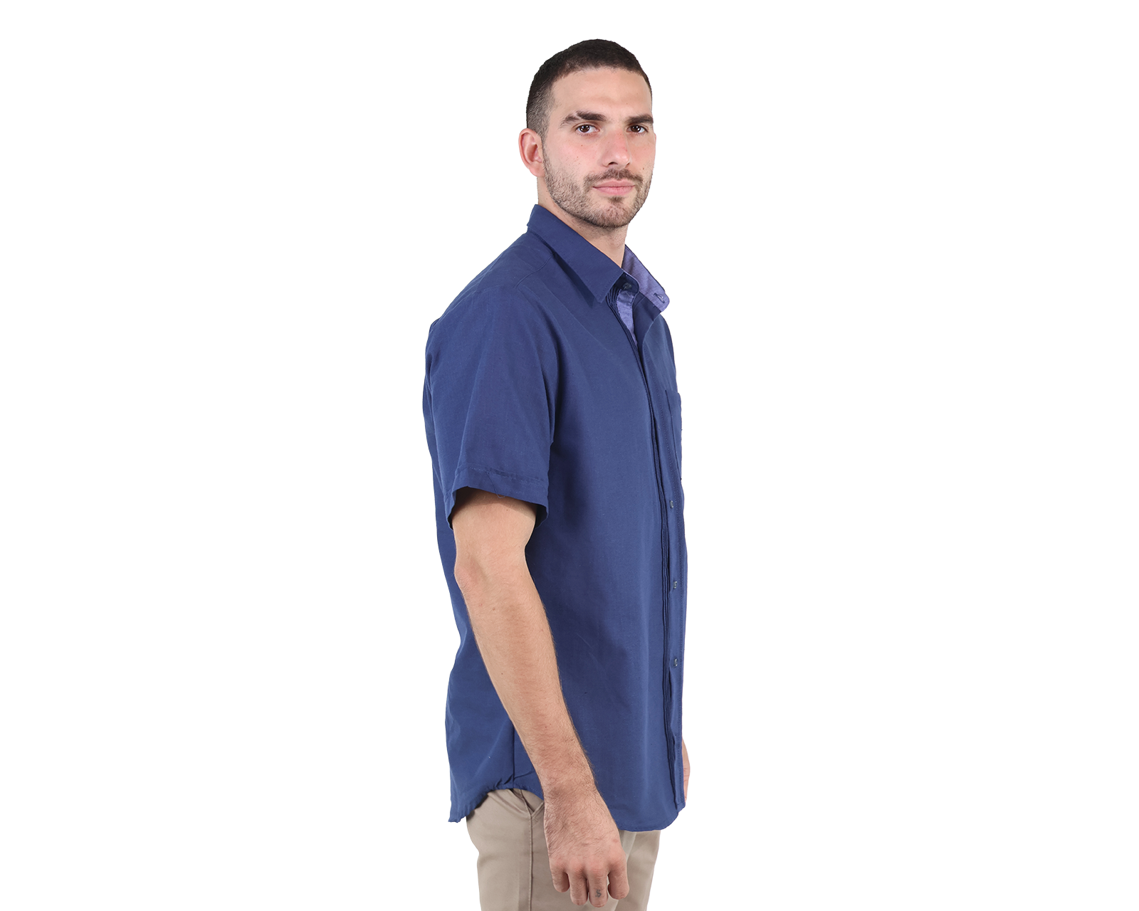 Foto 3 | Guayabera Manga Corta Azul Plúmbago Con Alforzas Corte Clasico Para Caballero