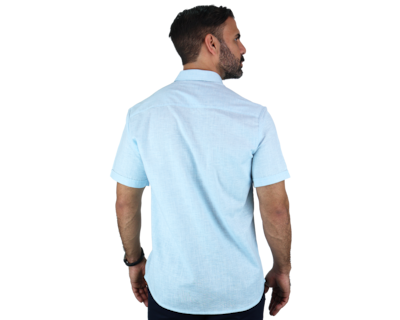 Foto 2 | Camisa Manga Corta Verde Aqua Tipo Guayabera Cuello Italiano Para Hombre