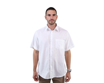 Foto 1 | Guayabera Blanca Manga Corta Con Bolsa Corte Clasico Alforzada Para Caballero