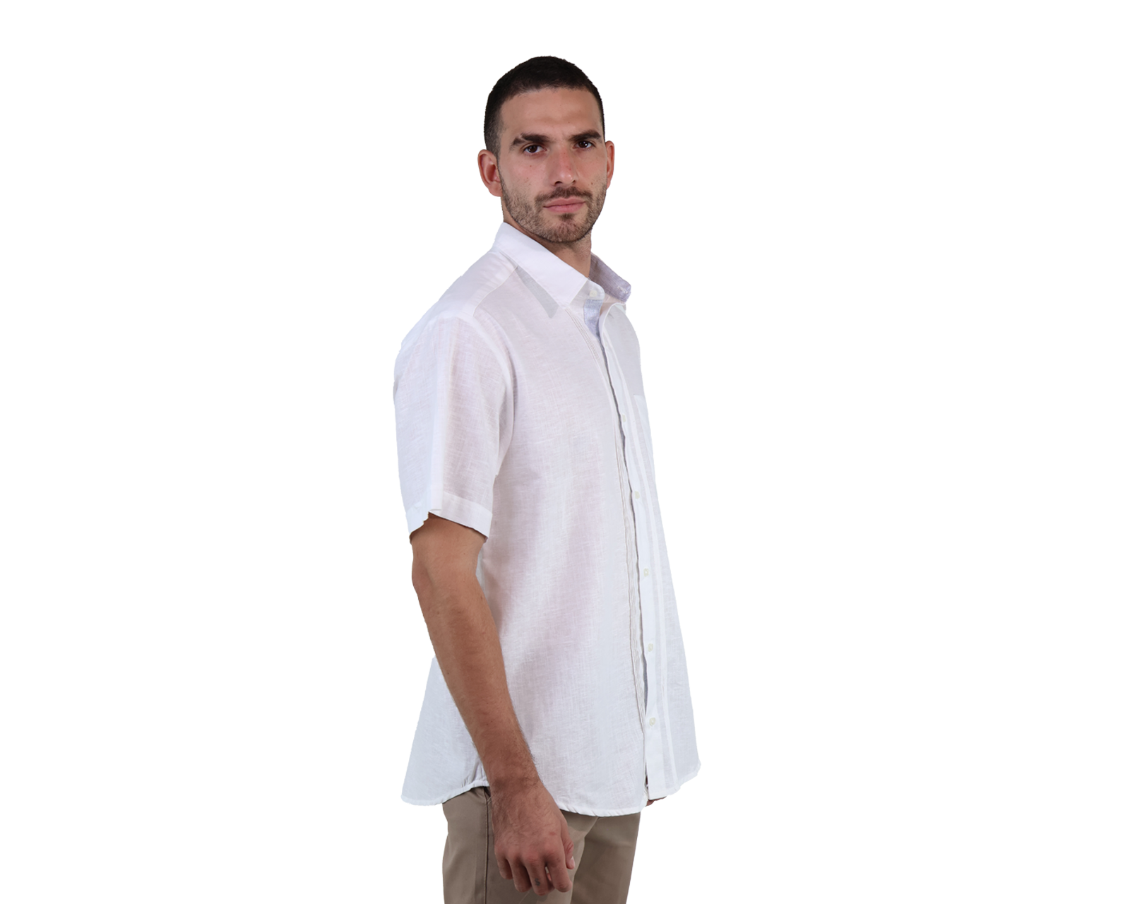 Foto 4 pulgar | Guayabera Blanca Manga Corta Con Bolsa Corte Clasico Alforzada Para Caballero
