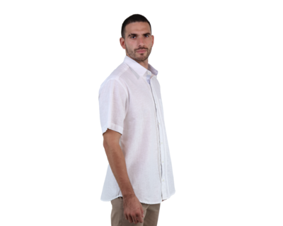 Foto 3 | Guayabera Blanca Manga Corta Con Bolsa Corte Clasico Alforzada Para Caballero