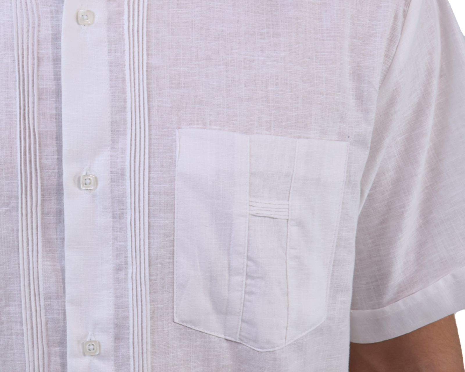 Foto 6 pulgar | Guayabera Blanca Manga Corta Con Bolsa Corte Clasico Alforzada Para Caballero