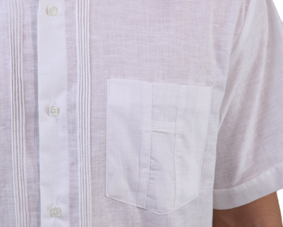 Foto 5 | Guayabera Blanca Manga Corta Con Bolsa Corte Clasico Alforzada Para Caballero