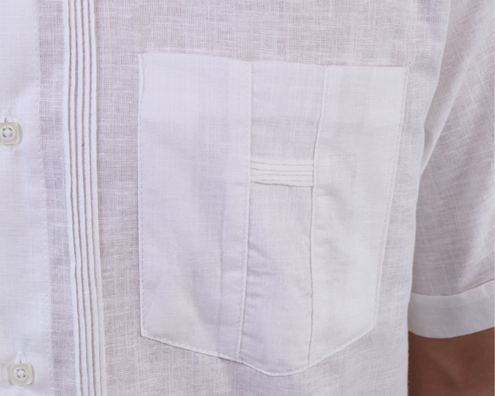 Foto 6 | Guayabera Blanca Manga Corta Con Bolsa Corte Clasico Alforzada Para Caballero