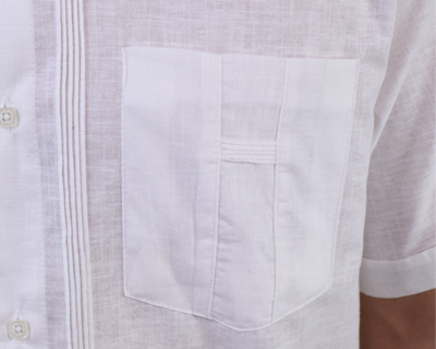 Foto 6 | Guayabera Blanca Manga Corta Con Bolsa Corte Clasico Alforzada Para Caballero