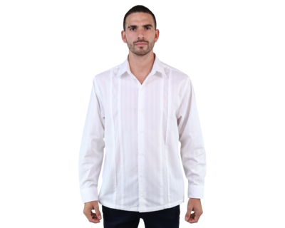 Foto 1 | Guayabera Blanca Elegante Bordada De Algodón Corte Regular Para Caballero