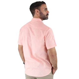 Foto 2 | Camisa Tipo Guayabera Color Salmón Manga Corta Con Alforzas Caballero