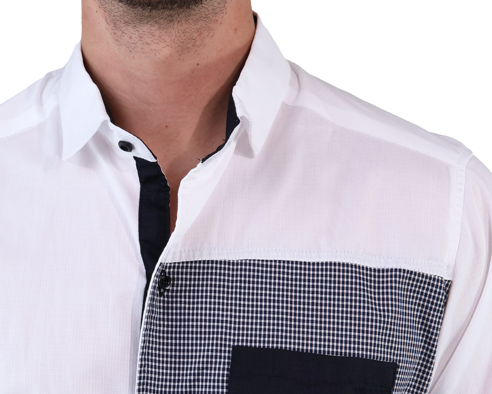 Foto 6 pulgar | Camisa De Algodón Manga Corta Parche En Bolsa Slim Fit Para Hombre