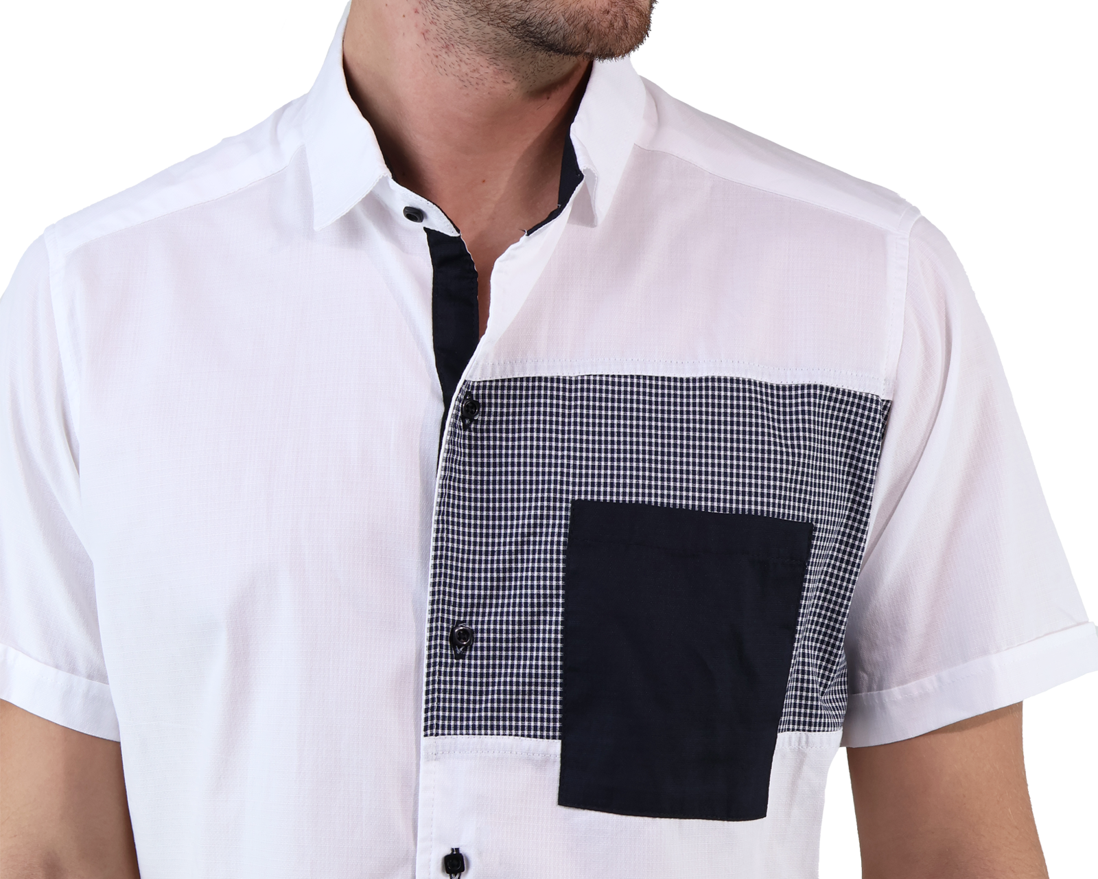 Foto 6 | Camisa De Algodón Manga Corta Parche En Bolsa Slim Fit Para Hombre
