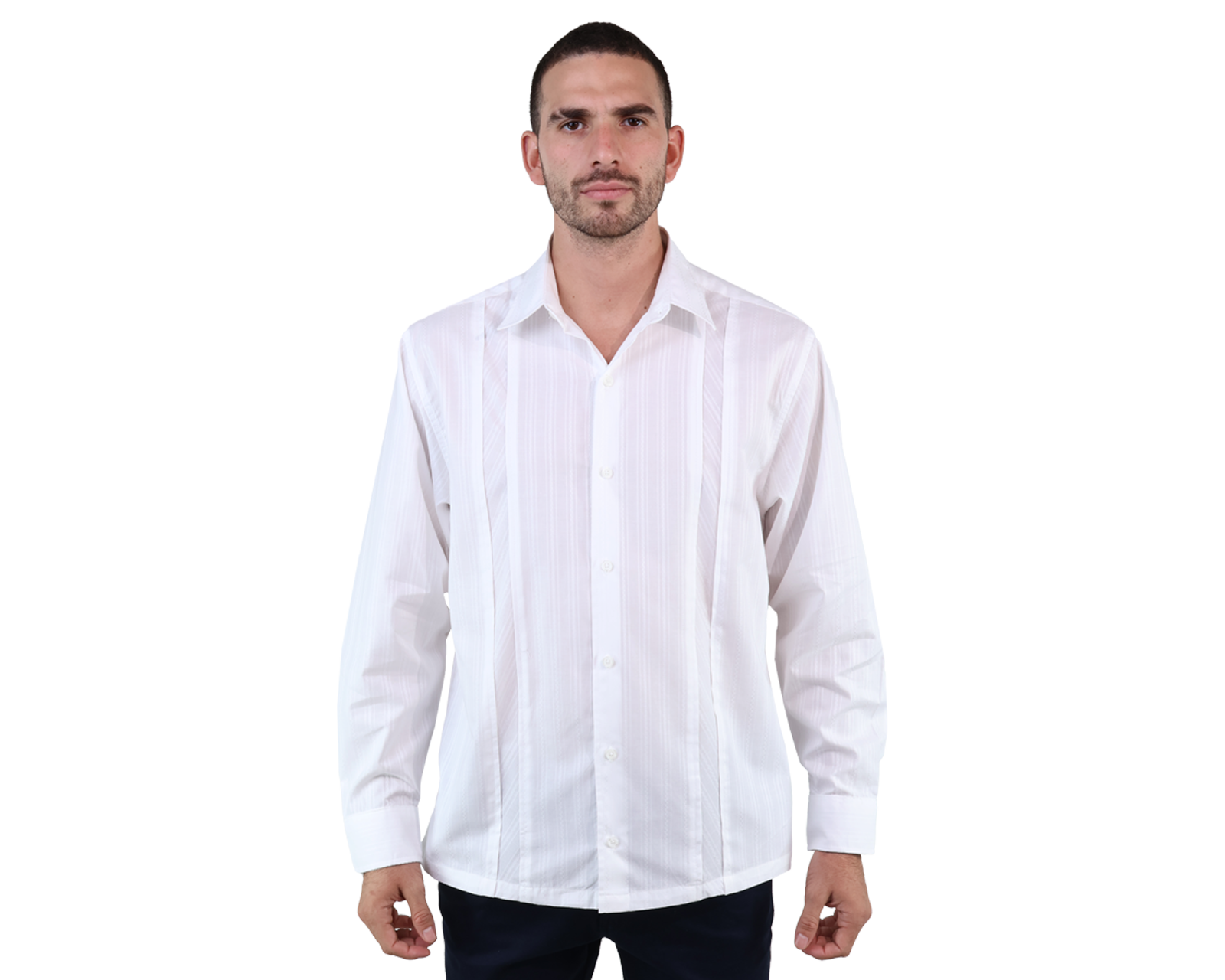 Foto 1 | Guayabera Blanca Elegante Bordada De Algodón Corte Regular Para Caballero