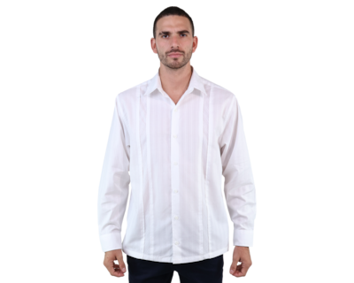 Foto 1 | Guayabera Blanca Elegante Bordada De Algodón Corte Regular Para Caballero