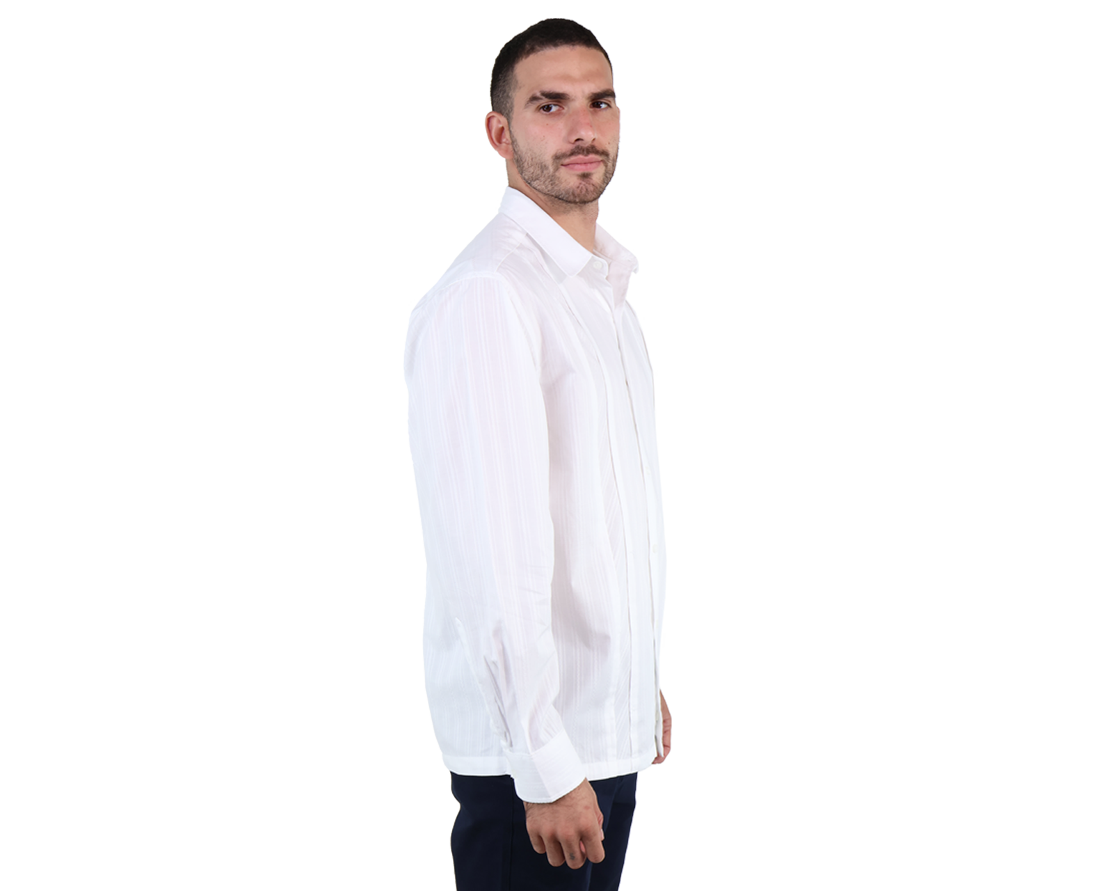 Foto 4 pulgar | Guayabera Blanca Elegante Bordada De Algodón Corte Regular Para Caballero