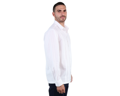 Foto 3 | Guayabera Blanca Elegante Bordada De Algodón Corte Regular Para Caballero