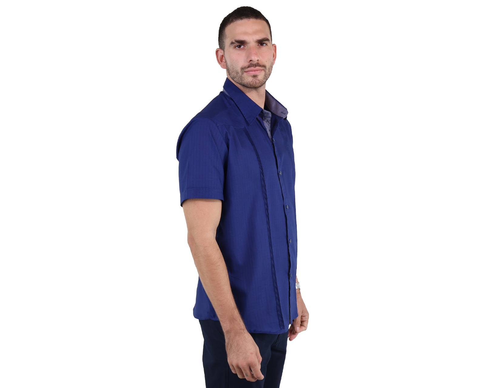 Foto 3 pulgar | Camisa Guayabera Bordada Color Azul Corte Regular De Algodón Para Caballero