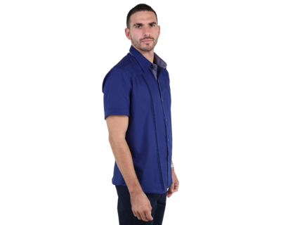 Foto 2 | Camisa Guayabera Bordada Color Azul Corte Regular De Algodón Para Caballero