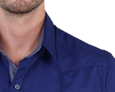 Foto 5 | Camisa Guayabera Bordada Color Azul Corte Regular De Algodón Para Caballero