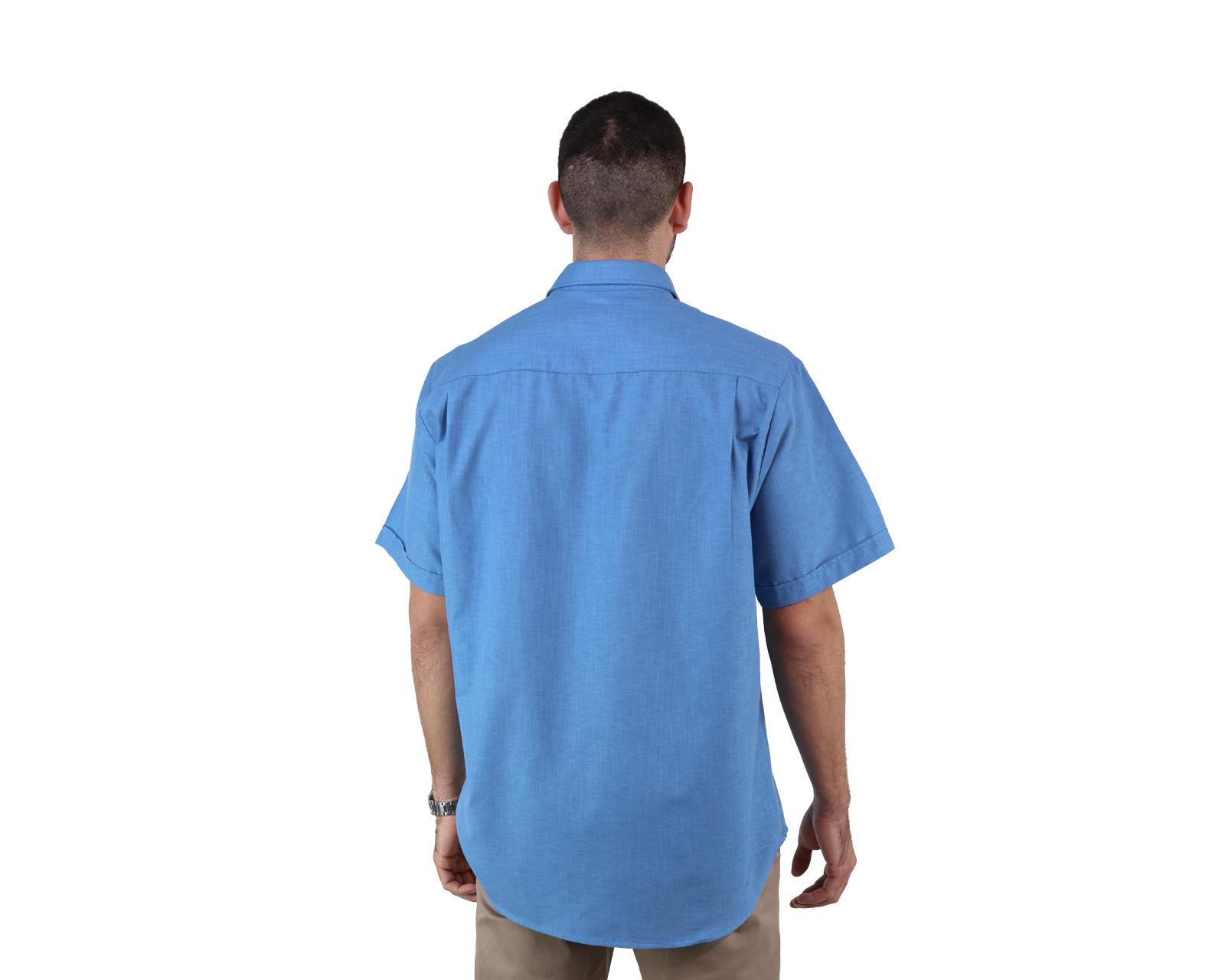 Foto 2 | Guayabera Azul Acero Manga Corta De Algodón Corte Clasico Para Caballlero