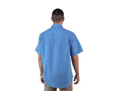 Foto 2 | Guayabera Azul Acero Manga Corta De Algodón Corte Clasico Para Caballlero