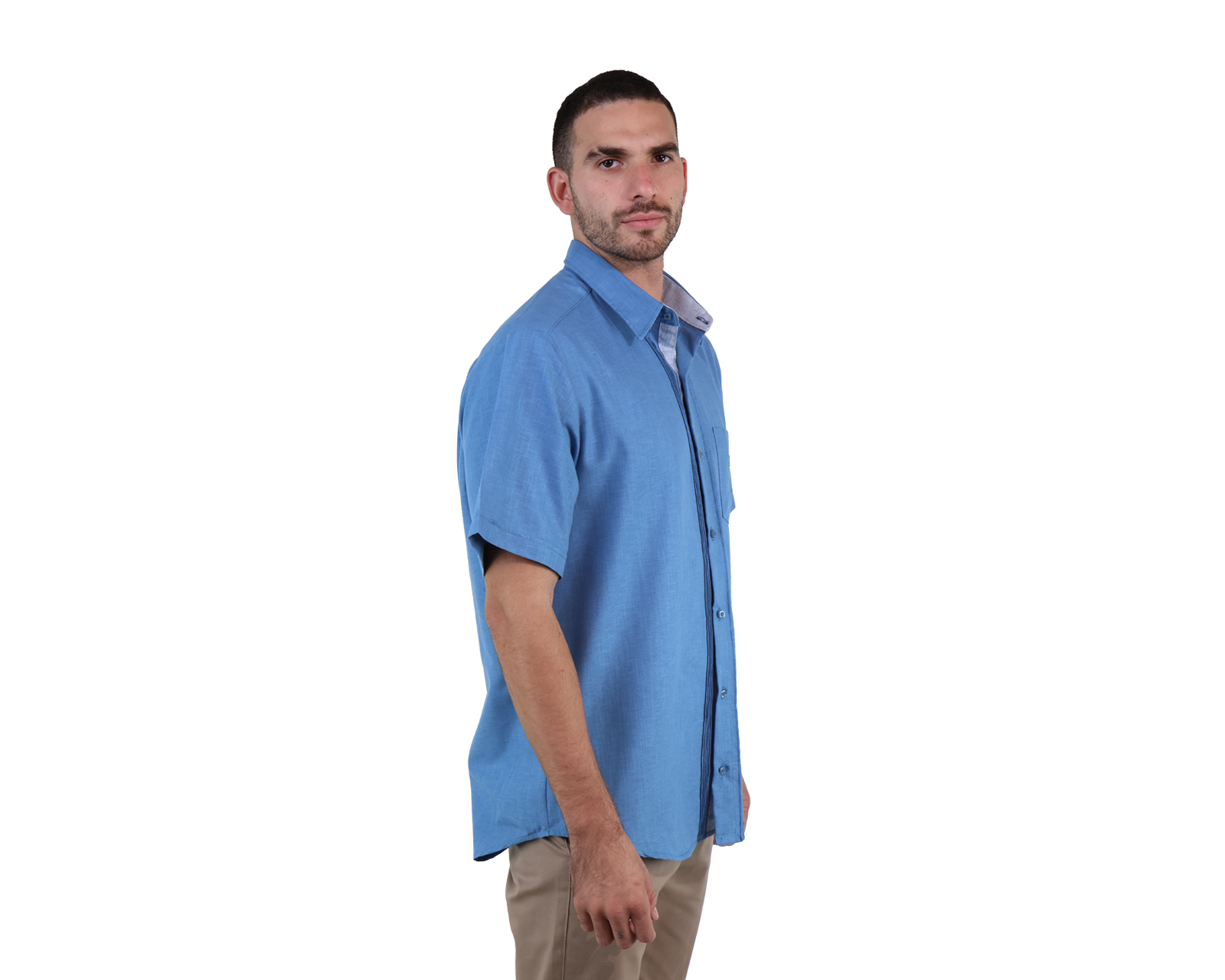 Foto 4 pulgar | Guayabera Azul Acero Manga Corta De Algodón Corte Clasico Para Caballlero
