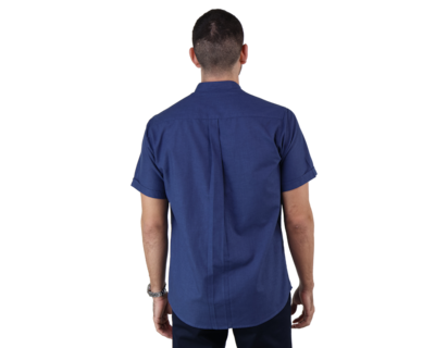 Foto 2 | Camisa Look De Lino Manga Corta Azul Marino Cuello Mao Slim Fit Hombre