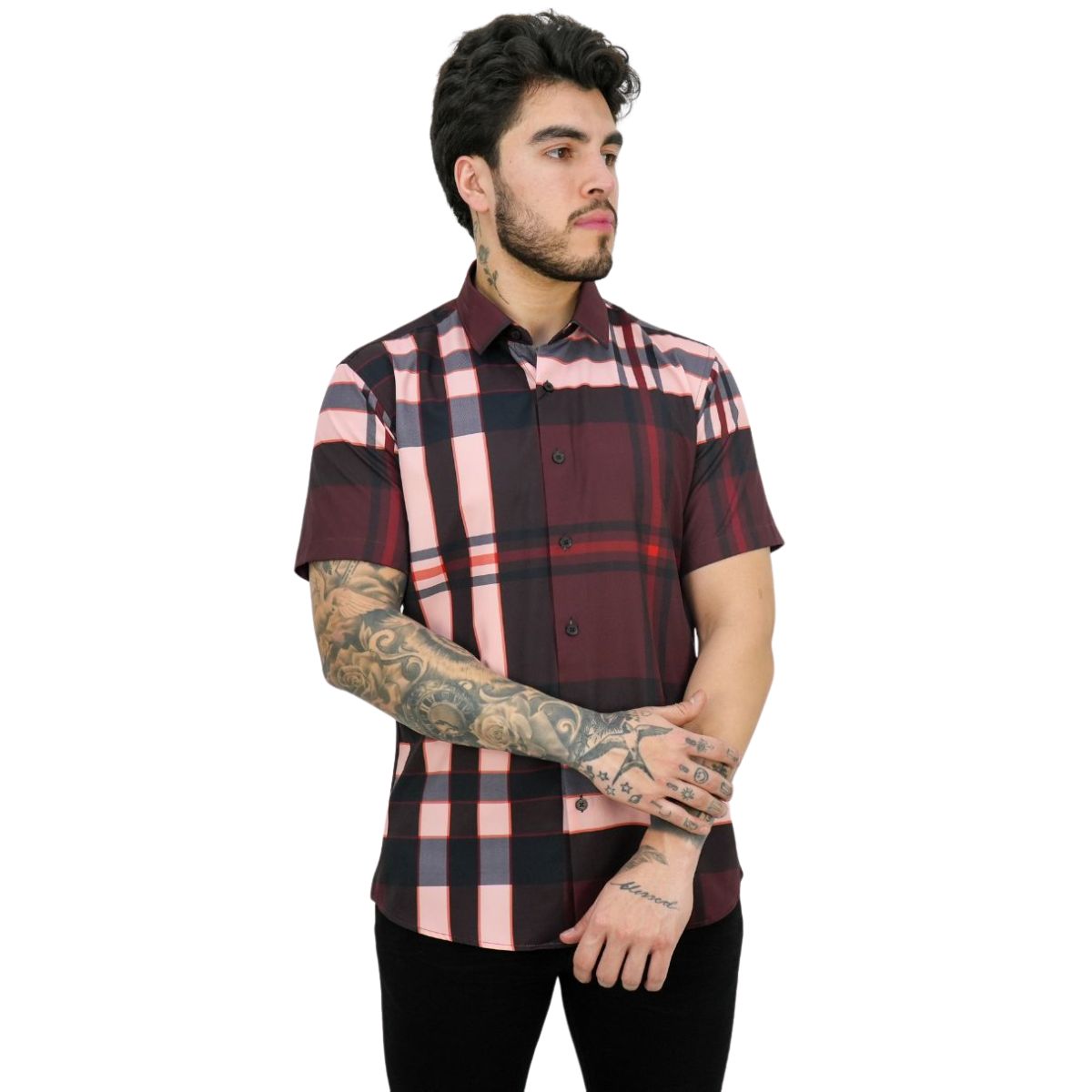 Foto 2 pulgar | Camisa Vassari Barabas 3vss01 Tinto Para Hombre