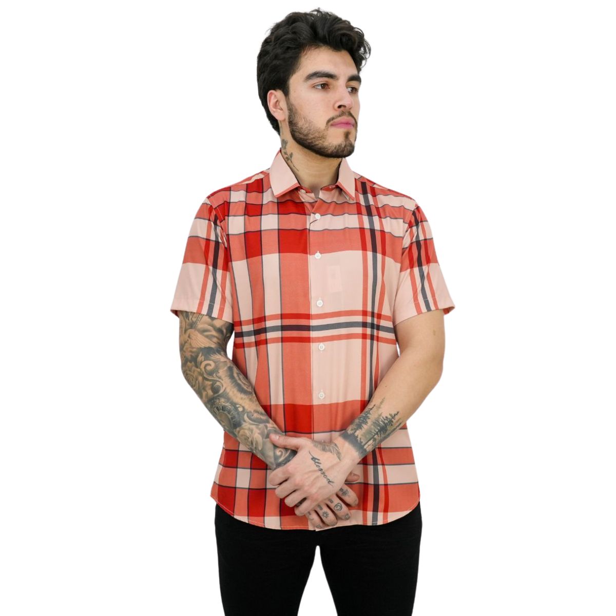 Camisa Vassari Barabas 3vss01 Durazno Para Hombre