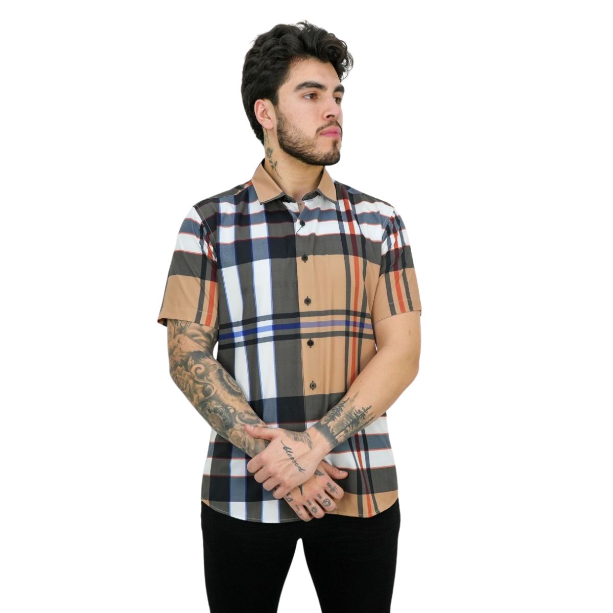 Foto 2 pulgar | Camisa Vassari Barabas 3vss01 Crema Para Hombre