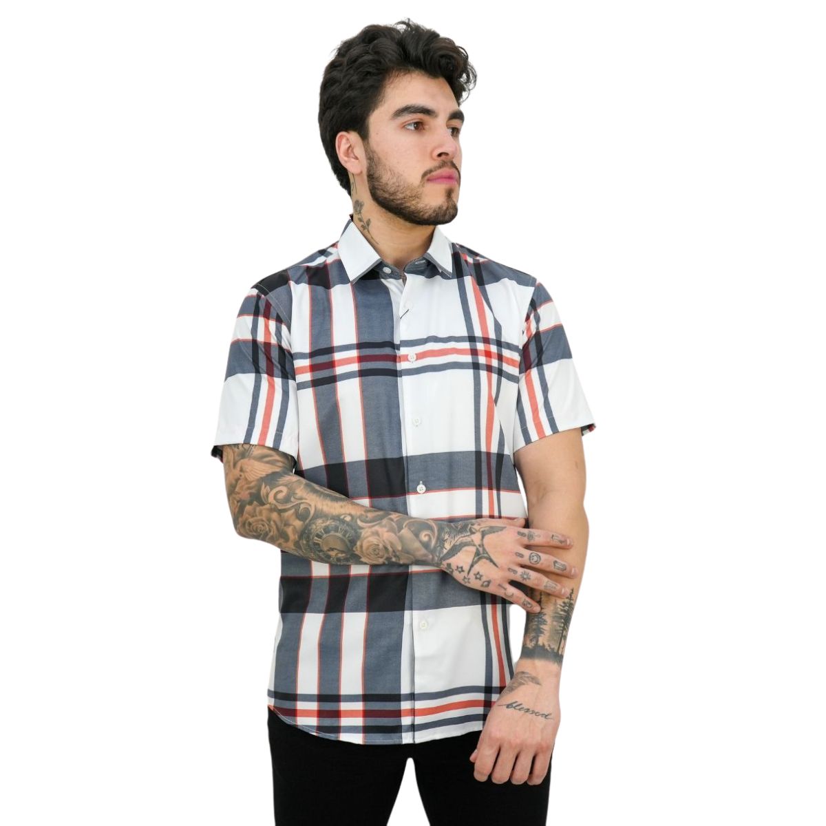 Camisa Vassari Barabas 3vss01 Blanca Negro Para Hombre