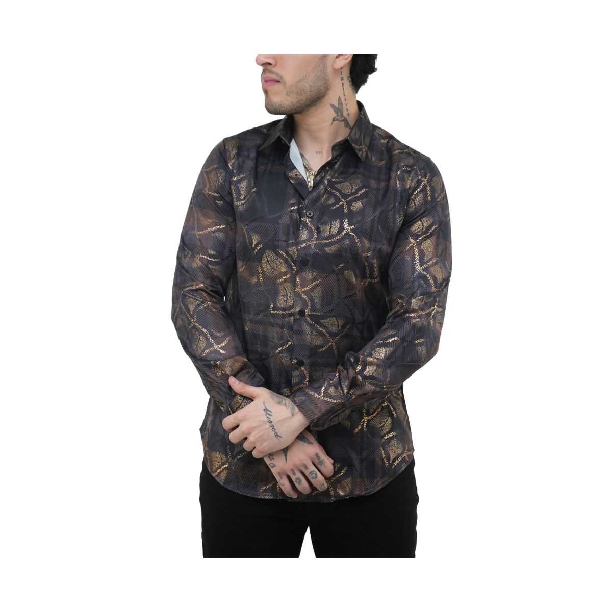 Foto 2 pulgar | Camisa Platini Para Hombre Fpl8805 Negro