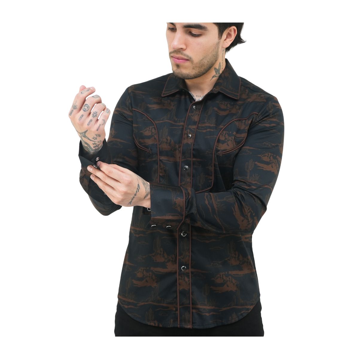 Foto 2 pulgar | Camisa Platini Para Hombre Ecl9855 Negro Dorado