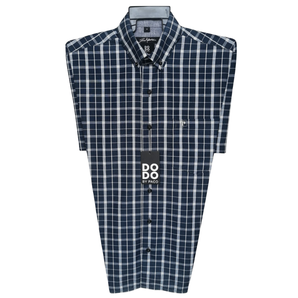 Camisa Dodobypaco Cuadros Marino Gris Manga Corta