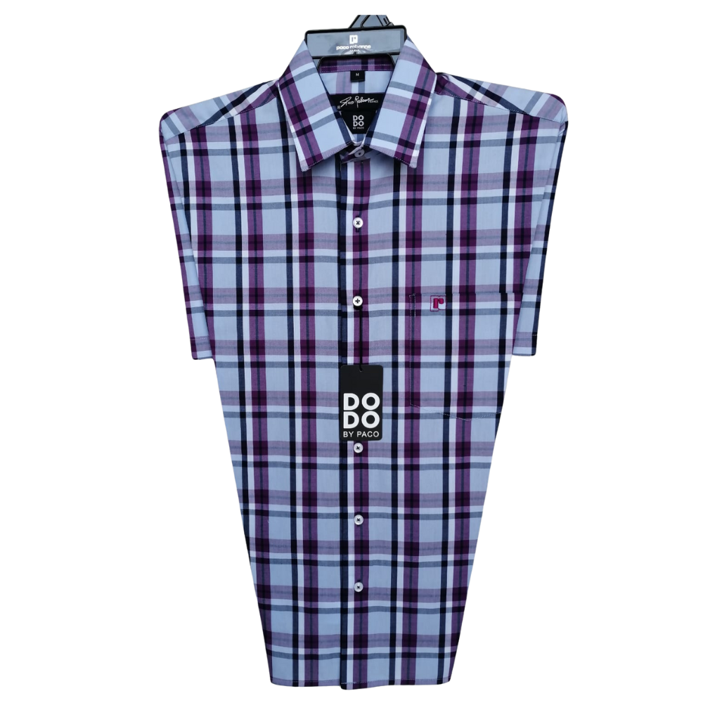 Foto 1 | Camisa Dodobypaco Cuadros Morado/cielo Manga Corta