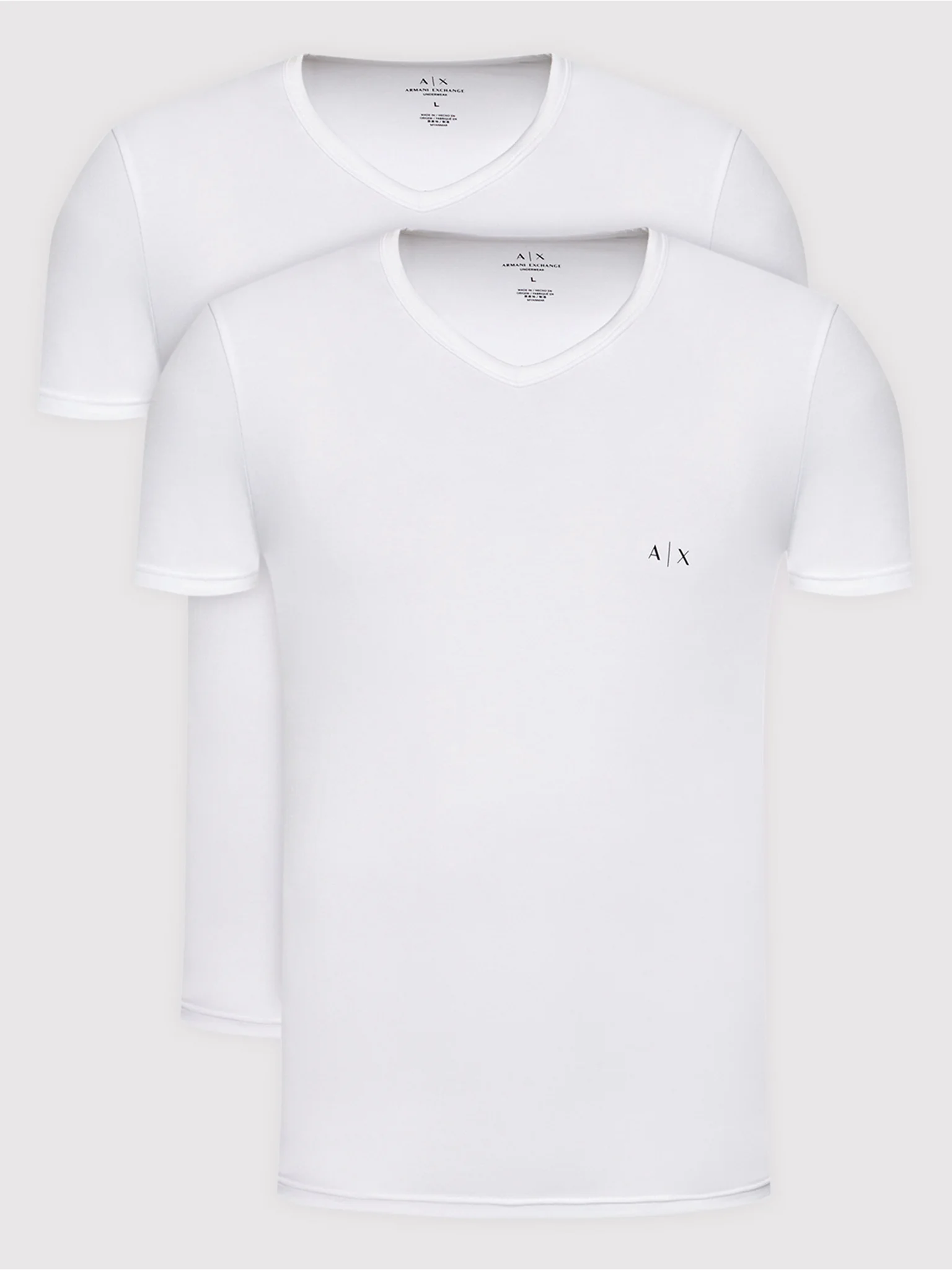 Foto 3 pulgar | Playeras Armani Exchange Camisetas De Hombre Cuello V Color Blanco 2 Pack - Original
