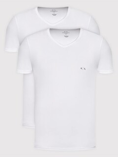 Foto 2 | Playeras Armani Exchange Camisetas De Hombre Cuello V Color Blanco 2 Pack - Original