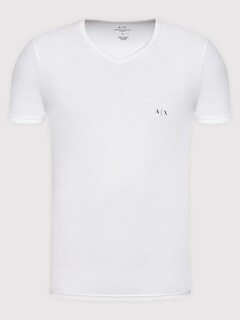 Foto 3 | Playeras Armani Exchange Camisetas De Hombre Cuello V Color Blanco 2 Pack - Original