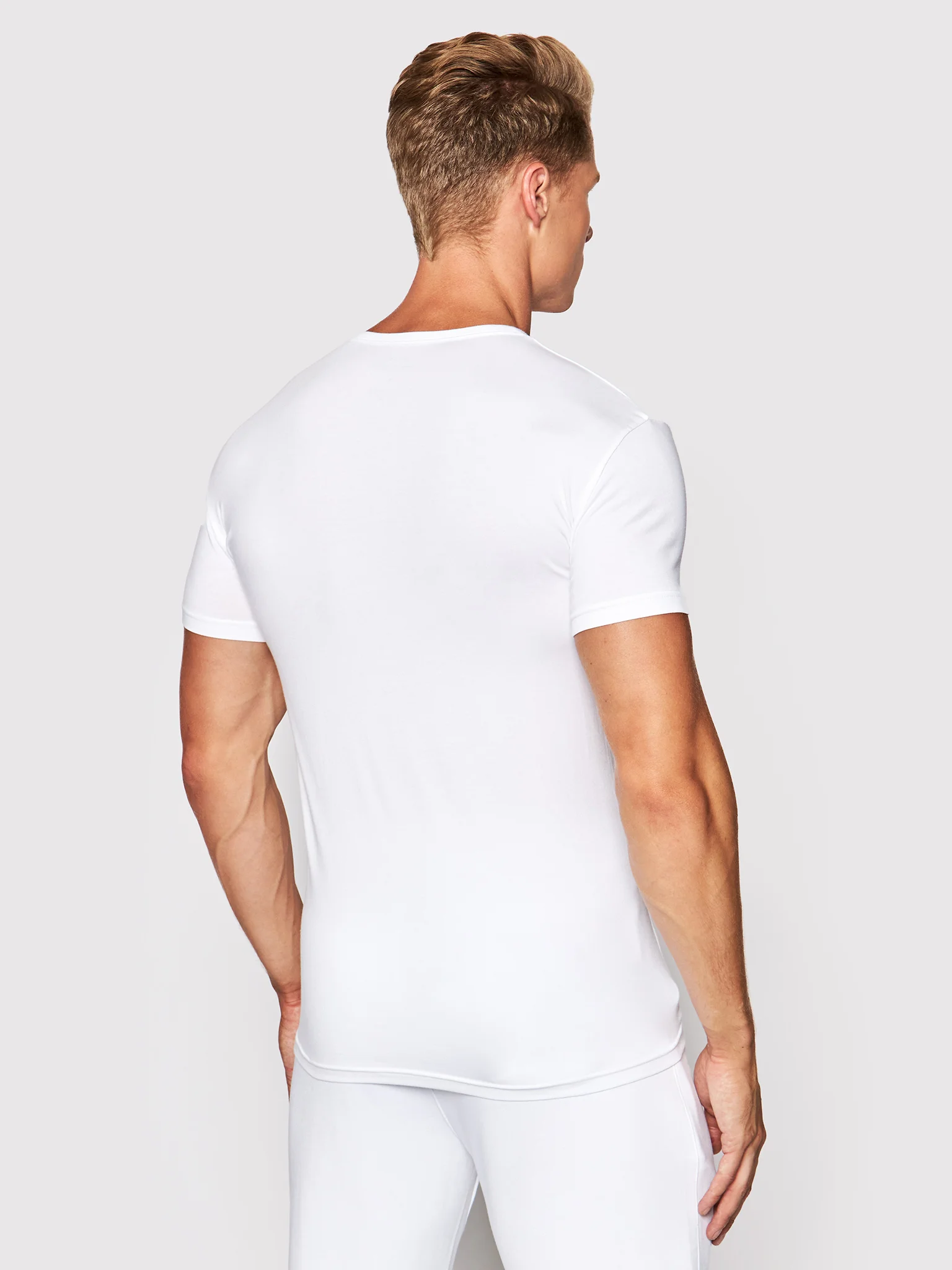 Foto 5 pulgar | Playeras Armani Exchange Camisetas De Hombre Cuello V Color Blanco 2 Pack - Original