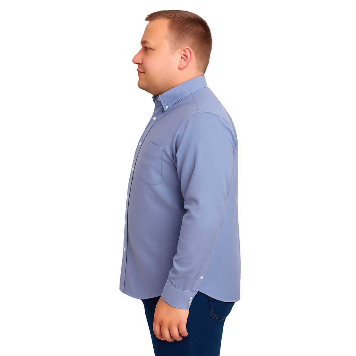 Foto 5 pulgar | Camisa Tallas Grandes Hombre Big Kong Lisa Lila Manga Larga