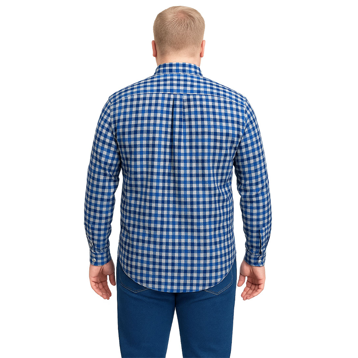 Foto 3 pulgar | Camisa Big Kong Manga Larga Tallas Grandes Cuadros Azul