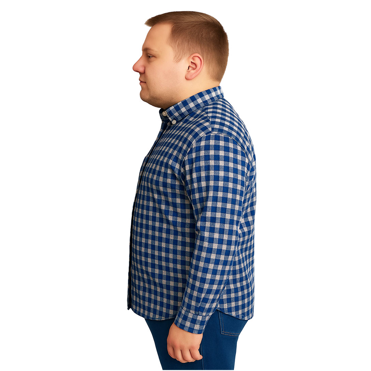 Foto 4 | Camisa Big Kong Manga Larga Tallas Grandes Cuadros Azul