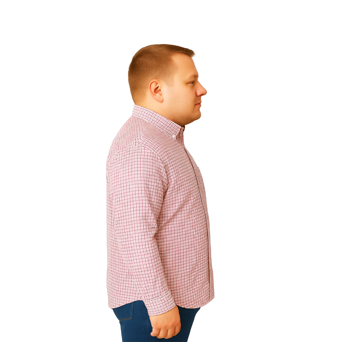 Foto 4 pulgar | Camisa Big Kong Manga Larga Cuadros Rosa Y Azul Talla Grande