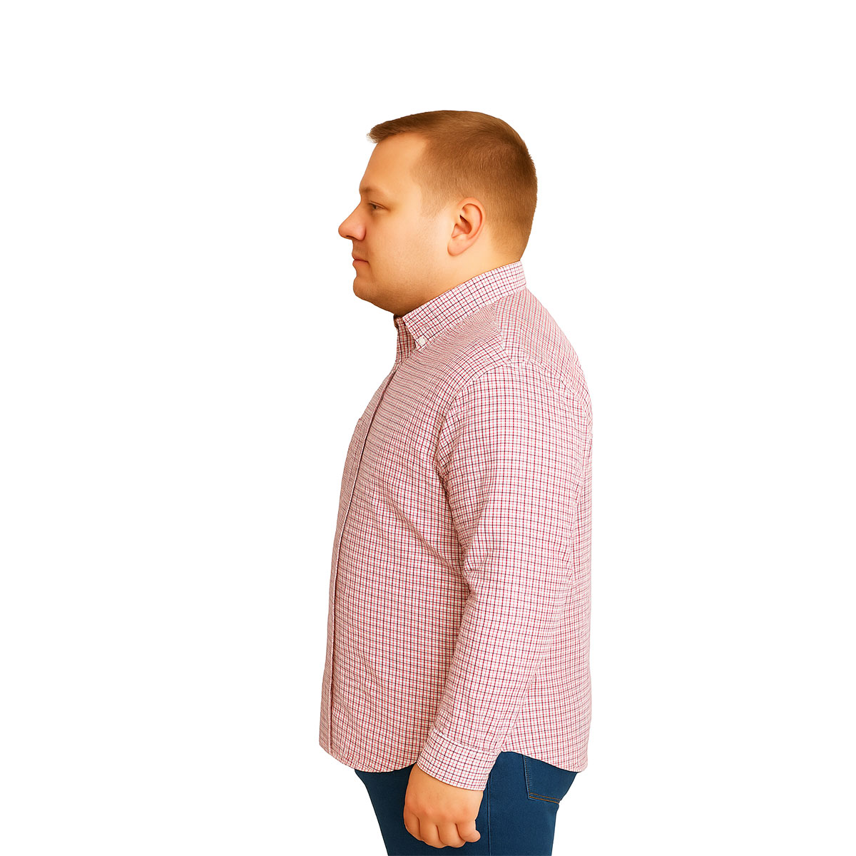 Foto 5 pulgar | Camisa Big Kong Manga Larga Cuadros Rosa Y Azul Talla Grande