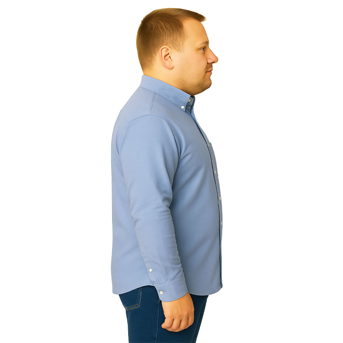 Foto 4 pulgar | Camisa Big Kong Manga Larga Tallas Grandes Azul Cielo
